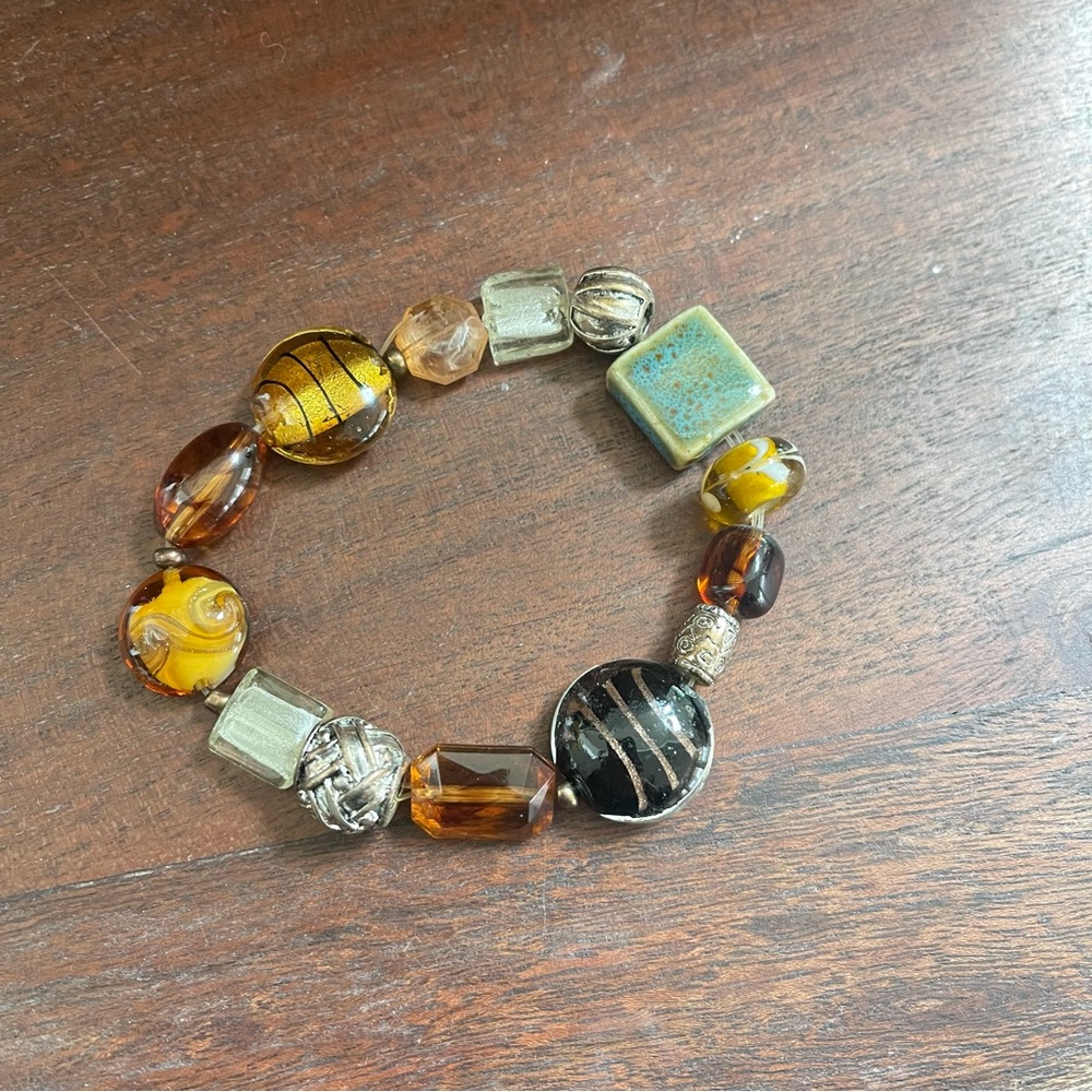 Vintage Italy Murano Handmade Glass Beads Bracelet